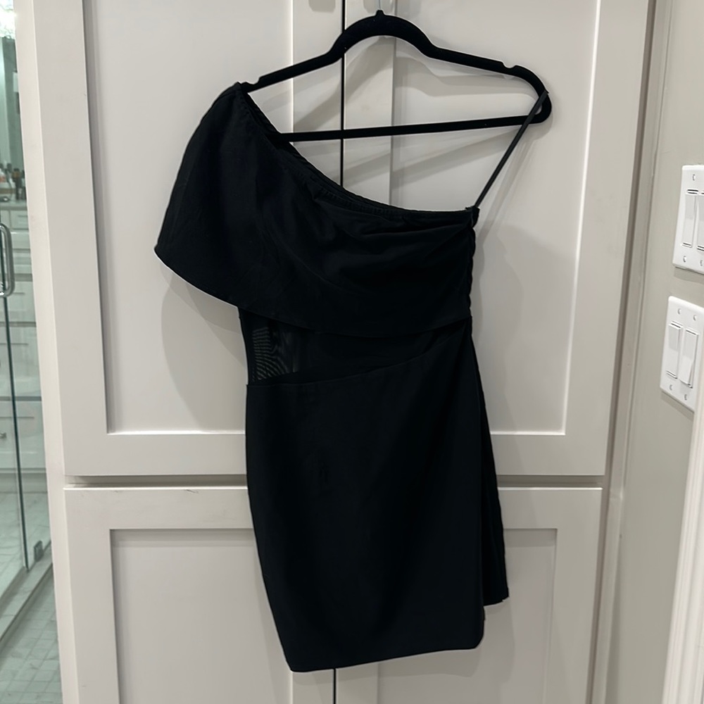 Superdown Little Black Dress with mesh waist cut out